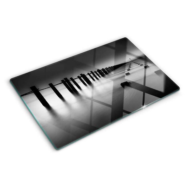 Glazen snijplanken De pier in zwart-wit