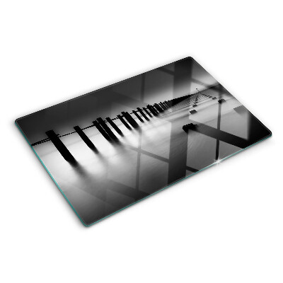 Glazen snijplanken De pier in zwart-wit