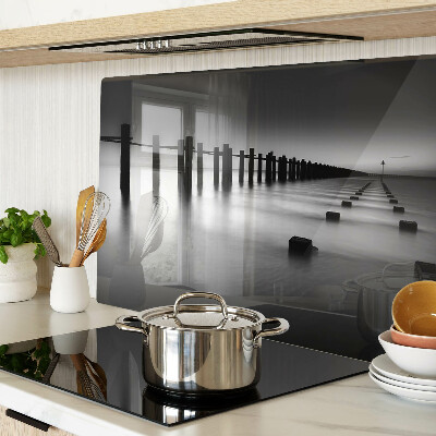 Glazen snijplanken De pier in zwart-wit