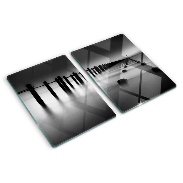 Glazen snijplanken De pier in zwart-wit