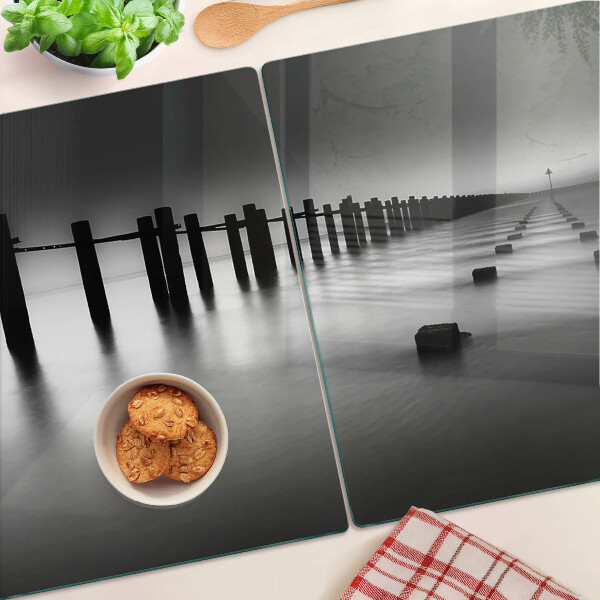 Glazen snijplanken De pier in zwart-wit