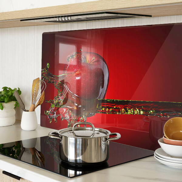 Snijplanken van glas Rode appel met water