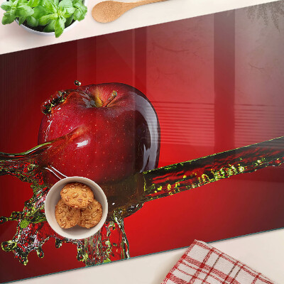 Snijplanken van glas Rode appel met water