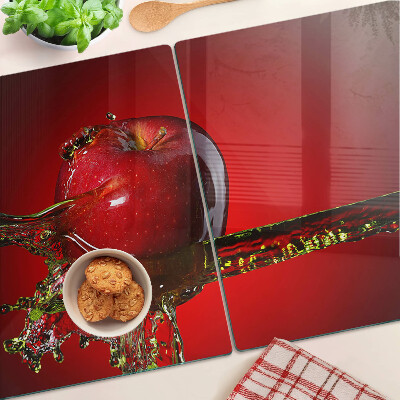 Snijplanken van glas Rode appel met water