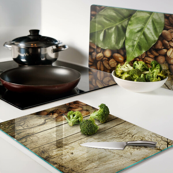 Glazen snijplanken Koffie en bladeren