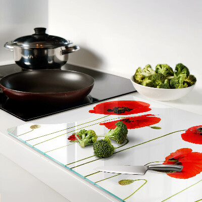 Glazen snijplanken Klaproos bloemenmotief