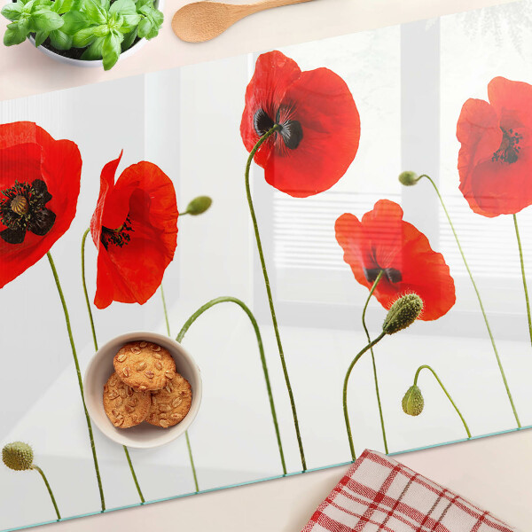 Glazen snijplanken Klaproos bloemenmotief