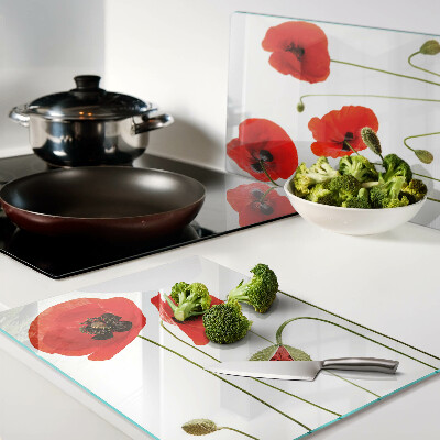 Glazen snijplanken Klaproos bloemenmotief