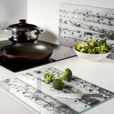 Glazen snijplanken Witte berken in het bos