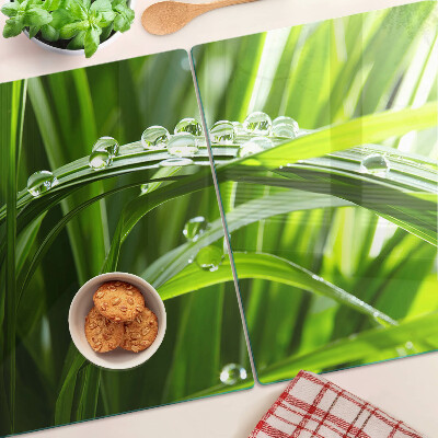 Snijplanken glas Waterdruppels op het gras