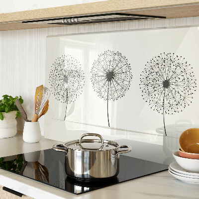 Snijplanken glas Paardenbloemen op een witte achtergrond