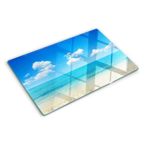 Snijplanken glas Strand met een blauwe lucht