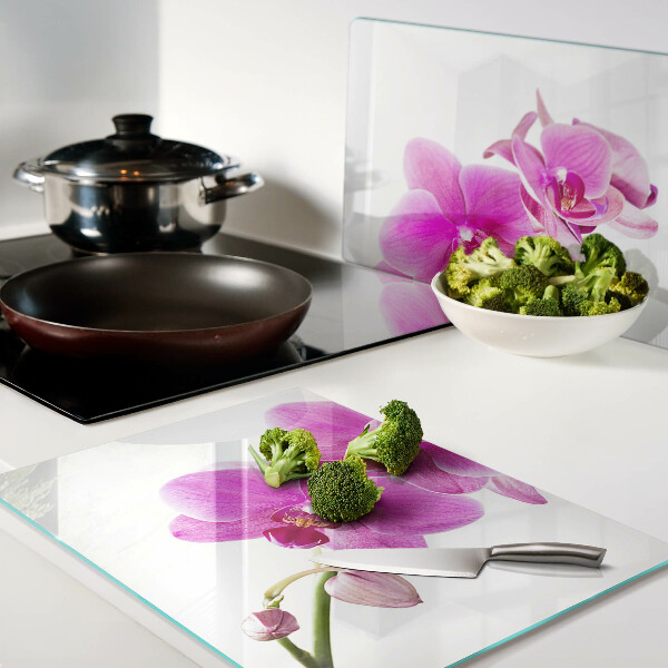 Snijplanken van glas Orchideeën in verschillende tinten roze