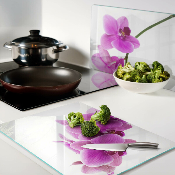 Snijplanken glas Orchideeën in verschillende tinten roze