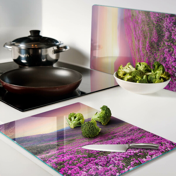 Snijplanken glas Bloemenlandschap bij zonsondergang