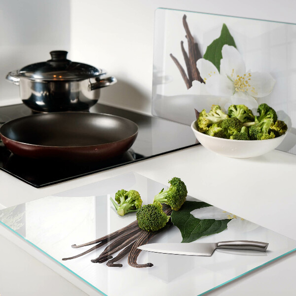 Snijplanken glas Vanillebloemen en -peulen