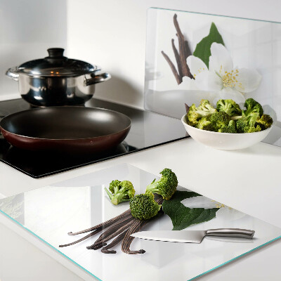 Snijplanken glas Vanillebloemen en -peulen