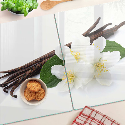 Snijplanken glas Vanillebloemen en -peulen