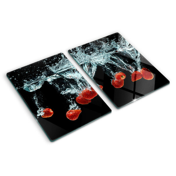 Snijplanken glas Aardbeien in water