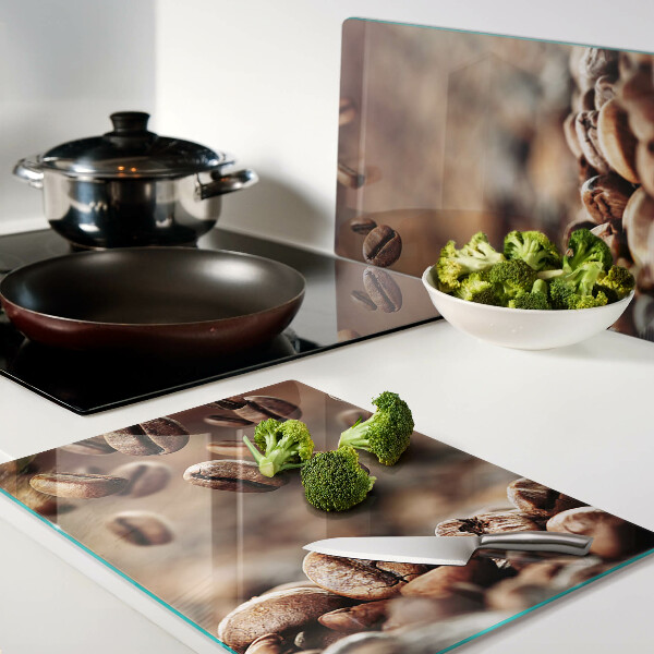 Snijplanken glas Koffiebonen in beweging