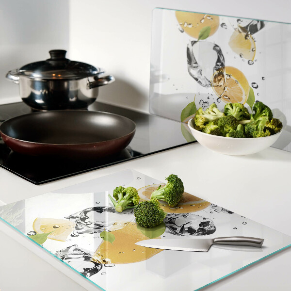 Snijplanken glas Citroenen met ijs