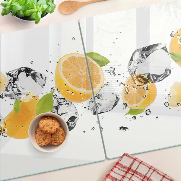 Snijplanken glas Citroenen met ijs