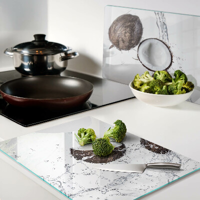 Snijplanken glas Kokosnoten in water