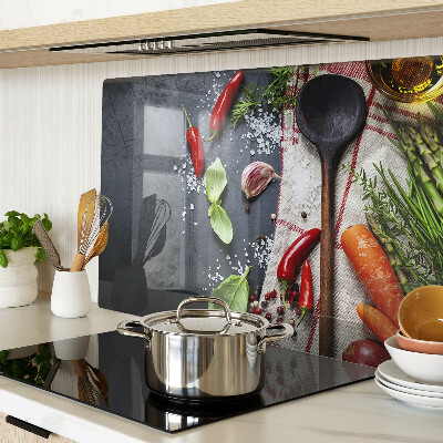 Snijplanken van glas Keukenkruiden en groenten