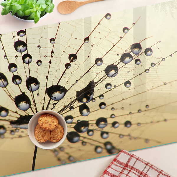 Snijplanken glas Waterdruppels op een spinnenweb