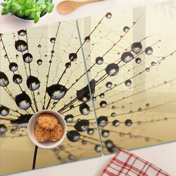 Snijplanken glas Waterdruppels op een spinnenweb