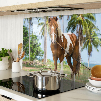 Glazen snijplanken Een paard met palmbomen op de achtergrond.