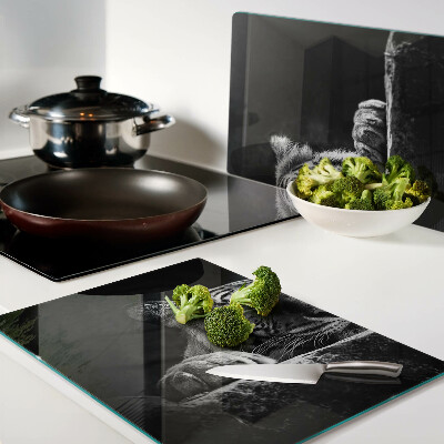 Snijplanken glas Tijger in zwart-witstijl