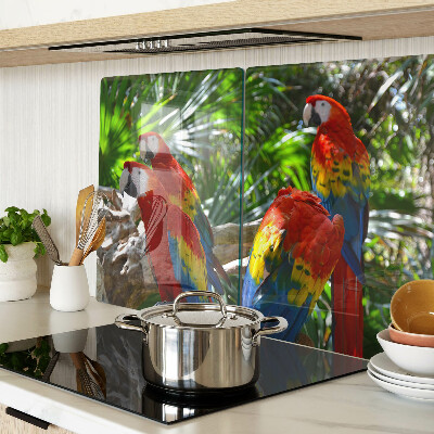 Snijplanken van glas Papegaaien in een tropische omgeving