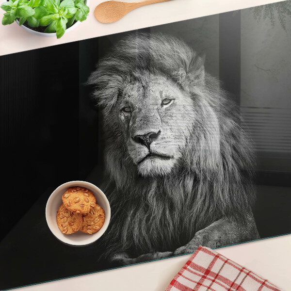 Snijplanken glas Leeuw in zwart-wit