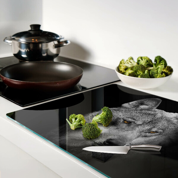 Glazen snijplanken Wolf in grijstinten