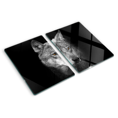 Glazen snijplanken Wolf in grijstinten