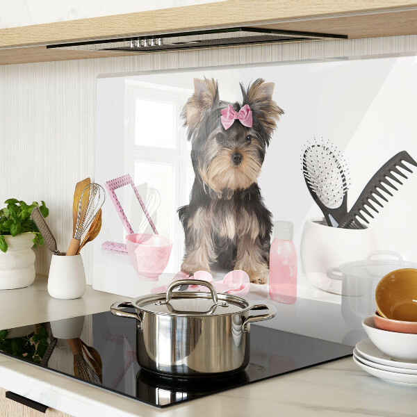 Snijplanken glas Yorkshire Terrier met verzorgingsaccessoires