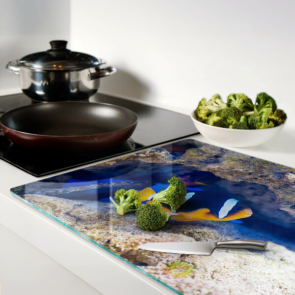 Snijplanken van glas Vissen in een koraalrif