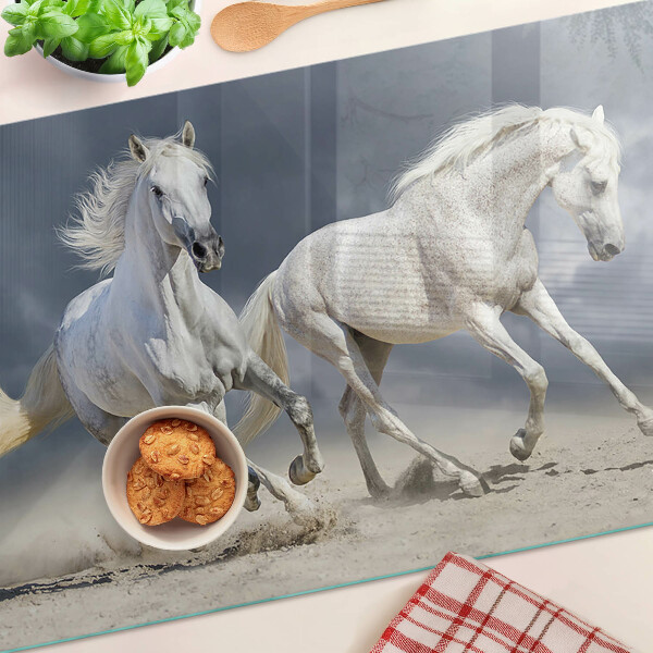 Glazen snijplanken Witte paarden op de vlucht