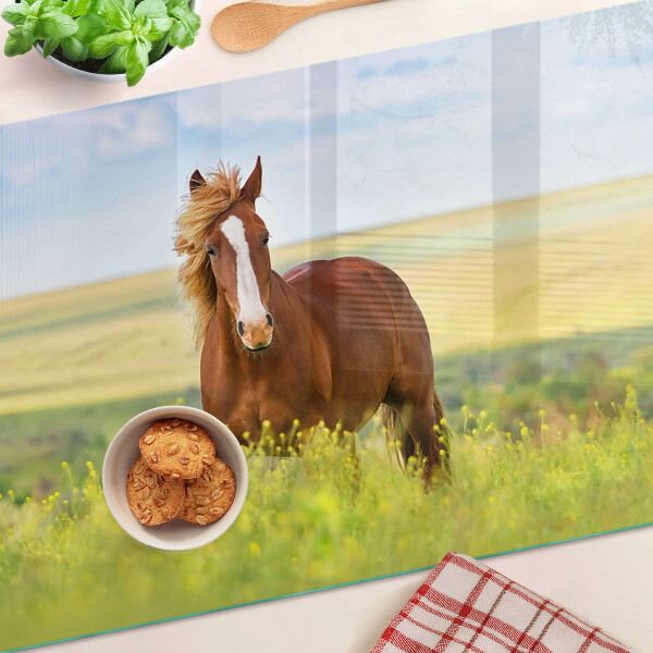 Snijplanken glas Een paard in de wei