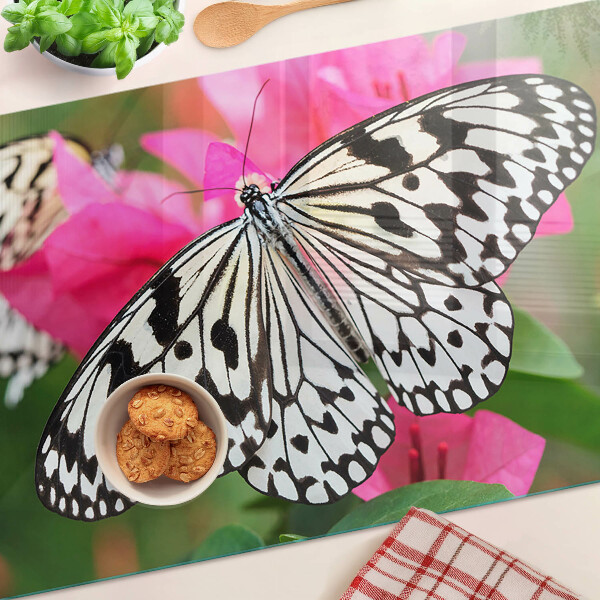 Snijplanken van glas Vlinder op bloemen