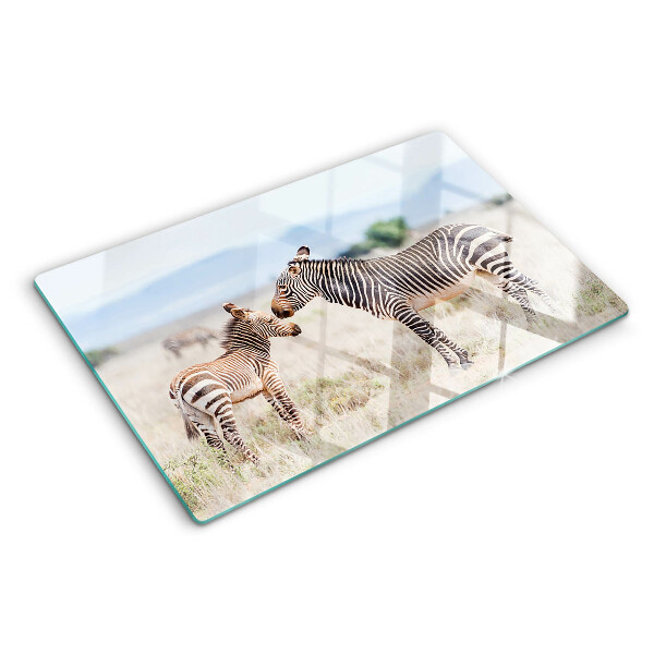 Snijplanken glas Zebra's in de wei
