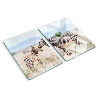 Snijplanken glas Zebra's in de wei