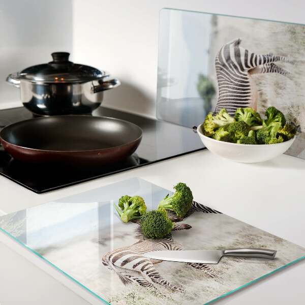 Snijplanken glas Zebra's in de wei