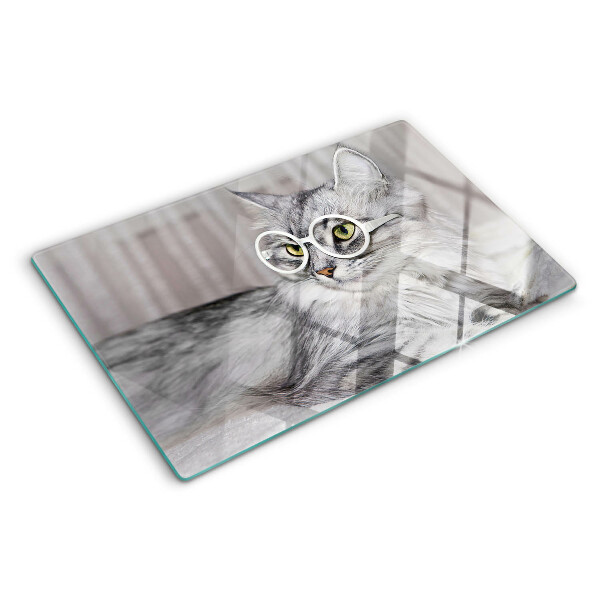 Glazen snijplanken Kat met bril