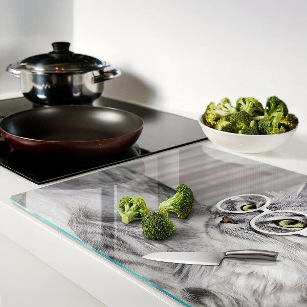 Glazen snijplanken Kat met bril