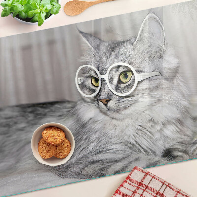 Glazen snijplanken Kat met bril