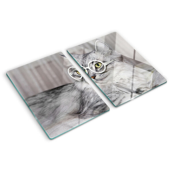Glazen snijplanken Kat met bril