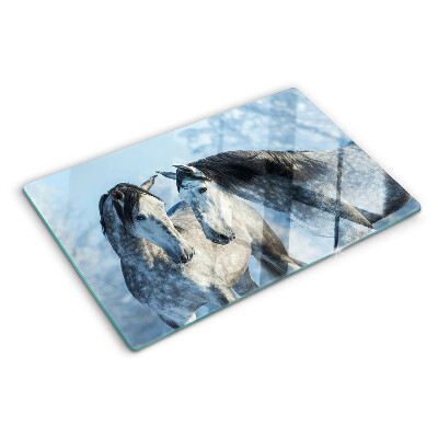 Glazen snijplanken Paarden in een winterlandschap