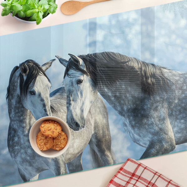 Glazen snijplanken Paarden in een winterlandschap